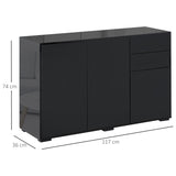 High Gloss Side Cabinet, Push-Open Design with 2 Drawers and 2 Cabinets for Living Room, 74H 117W T3398P423897