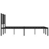 Metal Bed Frame without Mattress with Headboard Black 150x200cm 352482
