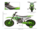 12V Kids Electric Motorcycle Ride-On, with Training Wheels, for Ages 3-6 Years - Green T3398P348283