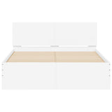 Bed Frame White Engineered Wood Double Robust Bed Frame 3207504