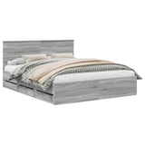 Bed Frame with Drawer Grey Sonoma 160 x 200 cm Engineer Wood 3410691