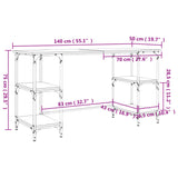 Desk Smoked Oak 140x50x75 cm Metal and Engineered Wood 845328