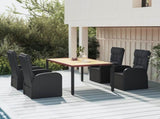 5 Piece Garden Dining Set Black Poly Rattan&Solid Wood Acacia 3157636