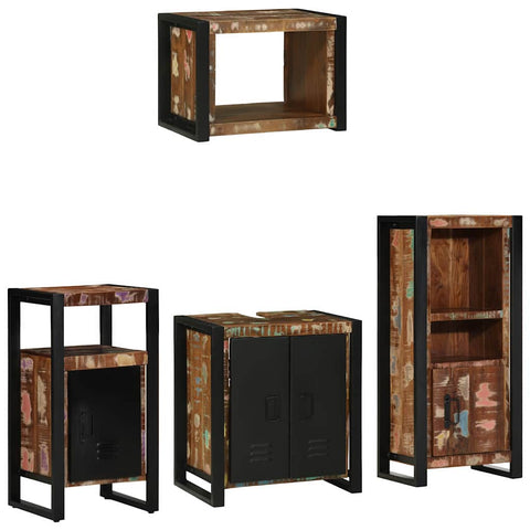 Bathroom Furniture Set 4 pcs Multicolour Solid Reclaimed Wood 3305661