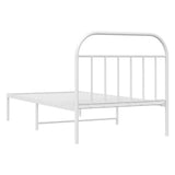 Bed Frame White Powder-Coated Steel Single Bed Frame 353679