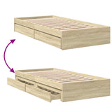 Bed Frame with Drawers without Mattress Sonoma Oak 75x190 cm Small Single 3280715