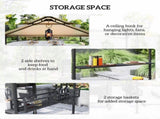 8' x 5' Grill Gazebo Canopy, Double Tiered Outdoor BBQ Gazebo Shelter with 2 Side Shelves, Storage T3398P328507