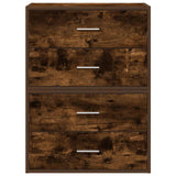 Cabinets with 2 Drawers 2 pcs Smoked Oak 60x31x40 cm Engineered Wood 858830