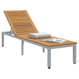 Sun lounger Reclining Grey 200 x 55 x 35cm Solid Acacia wood 4010621