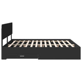 Bed Frame with Headboard Black 200 x 200 cm Engineered Wood 3412333