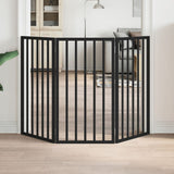 Dog Gate Foldable 3 Panels Black 150 cm Poplar Wood 352190