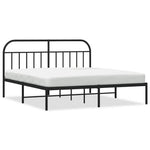 Metal Bed Frame without Mattress with Headboard Black 180x200cm 353639