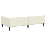 Corner Bed Frame with Headboard Cream 90 cm x 200 cm Velvet 42016161