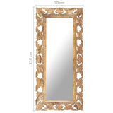 321640 Hand Carved Mirror Brown 110x50 cm Solid Mango Wood