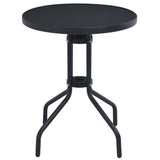 47253 Garden Table Black 80 cm Steel and Glass