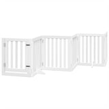 Dog Gate with Door Foldable 15 Panels White 750 cm Poplar Wood 3155649
