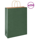 Paper Bags 250 pcs with Handles Green 32x12x42 cm 4101732