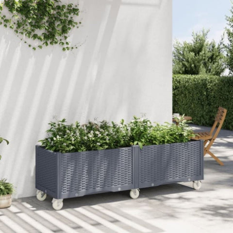 ZNTS Garden Planter with Wheels Blue Grey 160x50x54 cm PP 367979