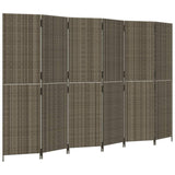 Room Divider 6 Panels Grey Poly Rattan 365354