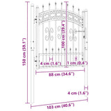 Fence Gate KAMPEN with Spear Top Black 103x100 cm Steel 151090