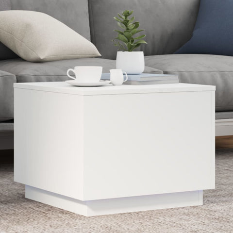 ZNTS Coffee Table with LED Lights White 50x50x40 cm 839868