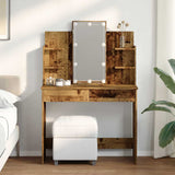 Dressing Table with LED Lights Old Wood 96x40x142 cm 857025