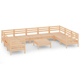 10 Piece Garden Lounge Set Solid Wood Pine 3083539