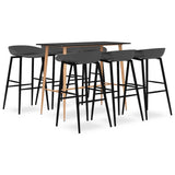7 Piece Bar Set Black and Grey 3057481