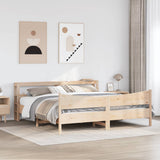 Bed Frame with Headboard 200x200 cm Solid Wood Pine 3306291