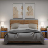 LED Bedside Cabinet with Drawer 2 pcs Old wood 38 x 34 x 61 cm 874144