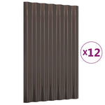 ZNTS Roof Panels 12 pcs Powder-coated Steel Brown 60x36 cm 319125