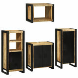 Bathroom Furniture Set with Shelf 4 pcs Brown Soild Mango Wood 3305678