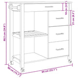 Kitchen Trolley MONZA Black 84 x 40 x 88.5 cm Solid Pine Wood 42027043