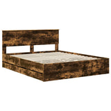 Bed Frame with Drawer Smoked Oak 160 x 200 cm Engineer Wood 3410690