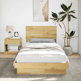 Bed Frame with Headboard without Mattress 100x200 cm Solid Wood Oak 3315743