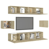 6 Piece TV Cabinet Set Sonoma Oak Engineered Wood 3078998