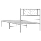 Metal Bed Frame without Mattress with Headboard White 100x190cm 372222