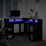 Desk with LED Lights Black 130x130x91 cm Engineered Wood 3309448