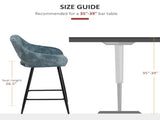 Bar Stools Set of 2, Velvet-Touch Fabric Counter Height Bar Chairs, Kitchen Stools with Steel Legs T3398P344123