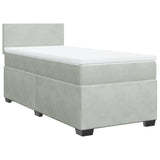ZNTS Box Spring Bed with Mattress Light Grey 90x200 cm Velvet 3286204