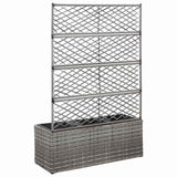 46935 Trellis Raised Bed with 3 Pots 83x30x130 cm Poly Rattan Grey