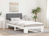 Bed Frame with Upholstered Headboard White and Light grey 877448