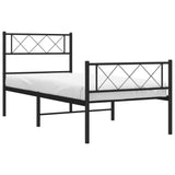 Metal Bed Frame without Mattress with Footboard Black 75x190cm 372285