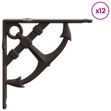 Wall Shelf Brackets 12 pcs Antique Brown 14.5 x 14.5 x 3.5 cm 42038907