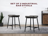 Breakfast Bar Stools Set of 2, Microfibre Upholstered Barstools, Industrial Bar Chairs with Curved T3398P328291
