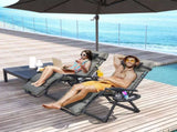Set of Two Reclining Sun Loungers, with Cushion - Grey T3398P314197