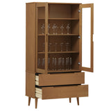 Vitrine Cabinet MOLDE Brown 90x35x175 cm Solid Wood Pine 4013413