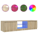 TV Cabinet with LED Lights Smoked Oak 140x40x36 cm 822681