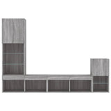 4 Piece TV Wall Units with LED Grey Sonoma Engineered Wood 3216666