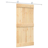 Sliding Door Natural and White 95 x 210 cm Solid Pine Wood 3445030